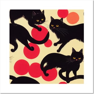 Black cats pattern Posters and Art